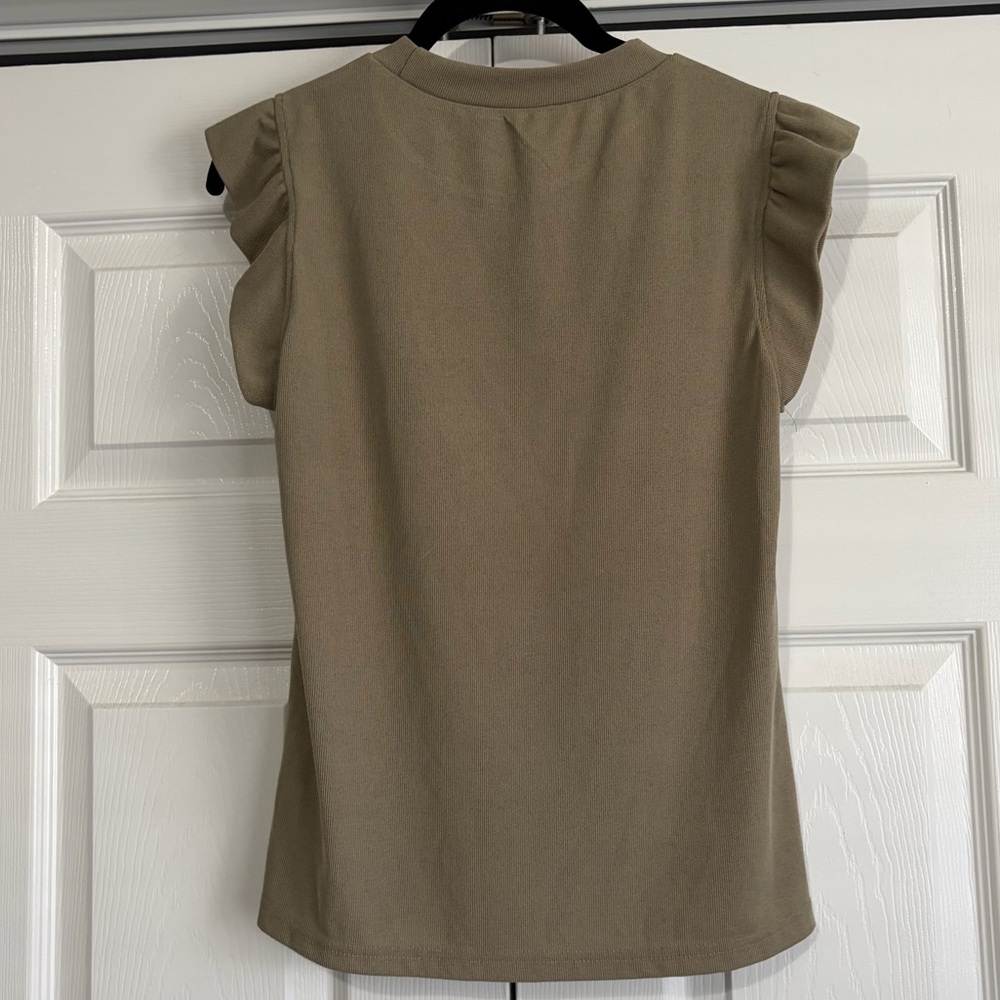 Olive Ruffle Sleeve Blouse - Picture 2 of 3